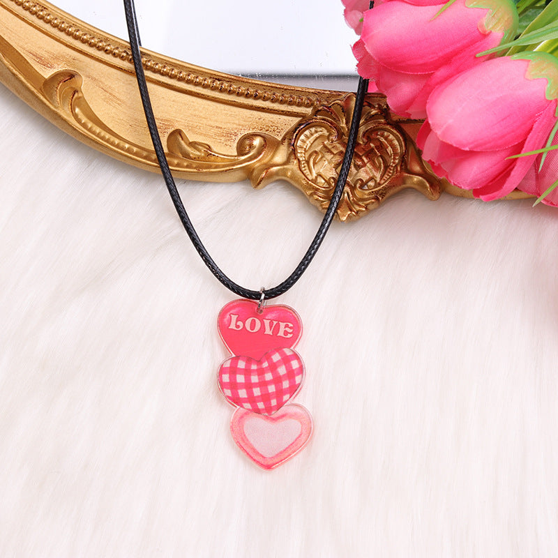 Wholesale Valentine's Day Heart Gnome Rainbow Necklace